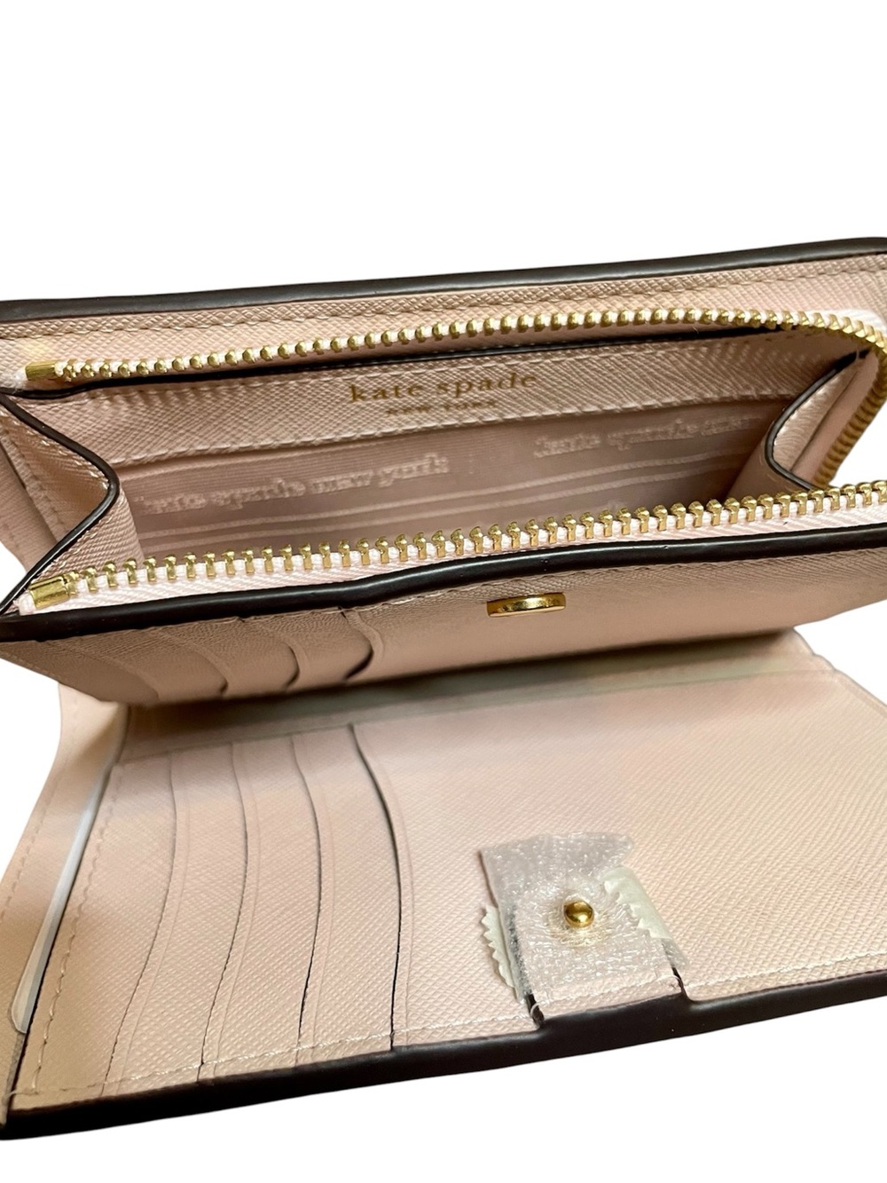 Kate Spade Colorblock Morgan Neutral Compact Wallet $168 New - Pale Dogwood - Picture 5 of 9